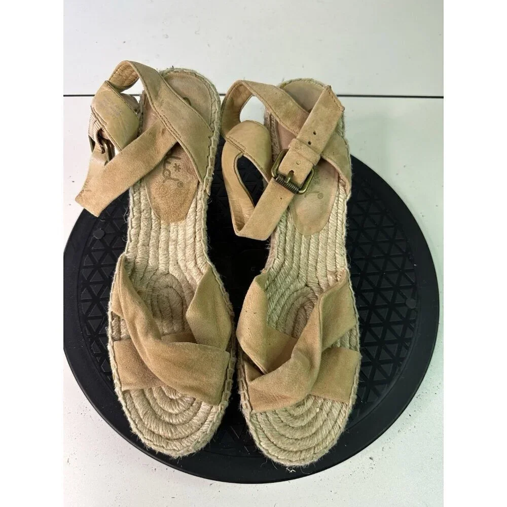 Splendid Womens Beige Suede Espadrille Wedge Sandals Size 8.5 US
